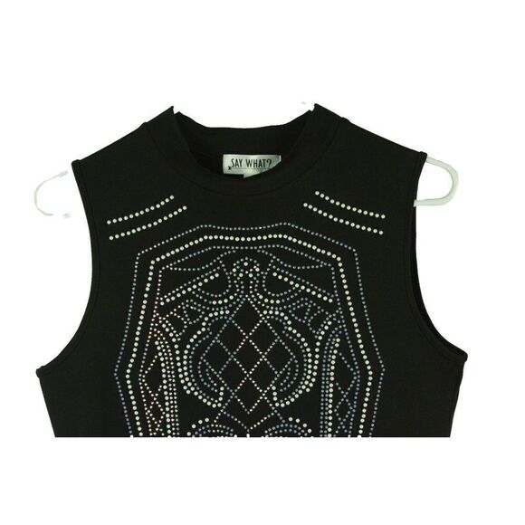 Say What Black Sparkle Dress Sleeveless Bodycon Sheath Juniors Large - Picture 2 of 7